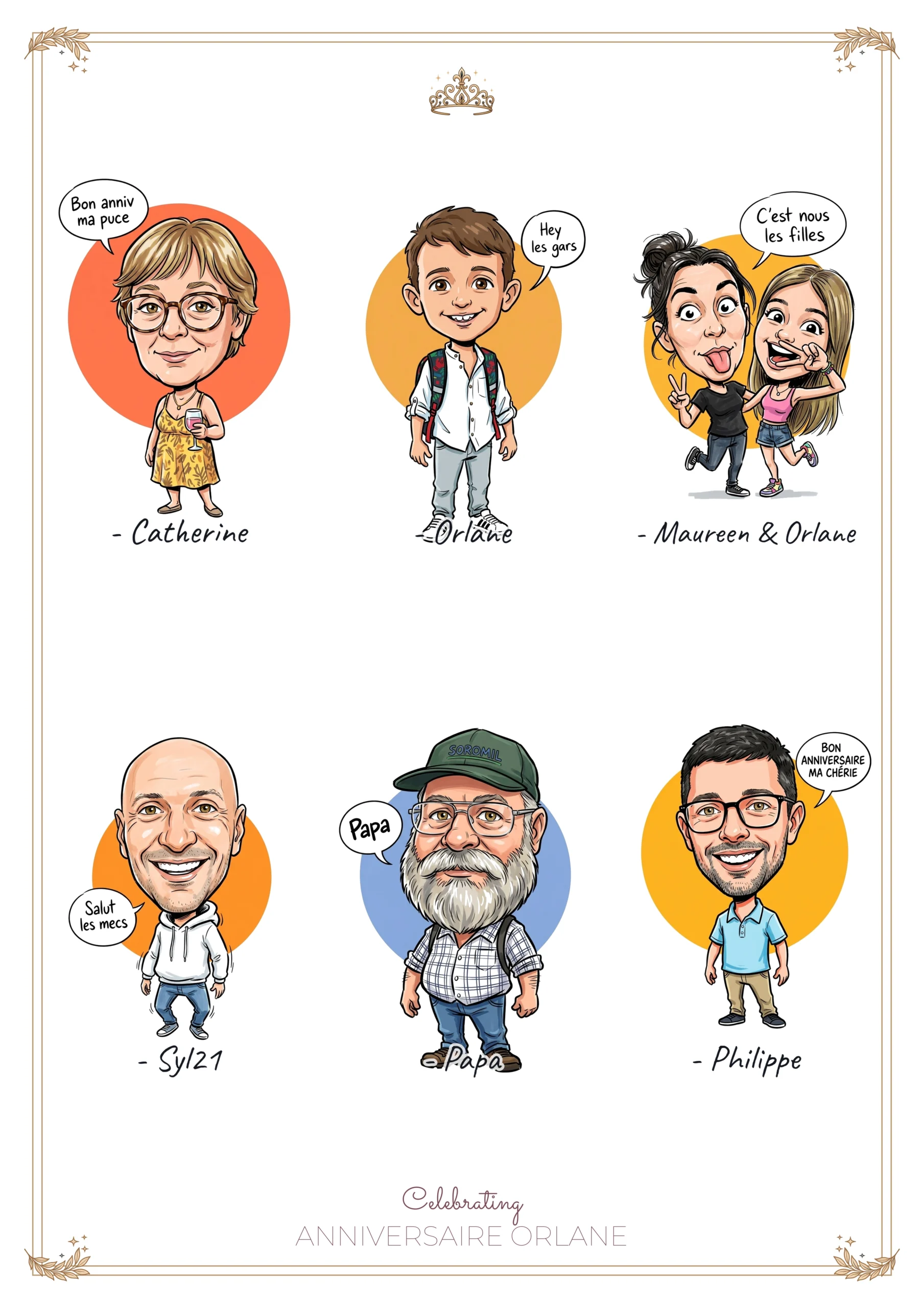 Poster collectif du Caricature Wall réunissant les caricatures des invités d'un événement
