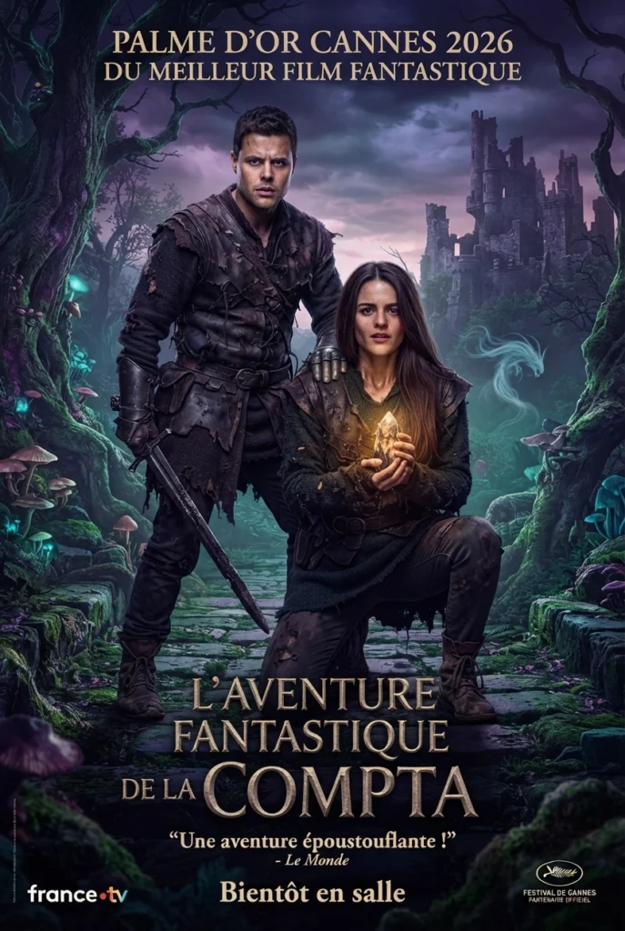 Affiche de film fantastique personnalisée créée par le photobooth IA