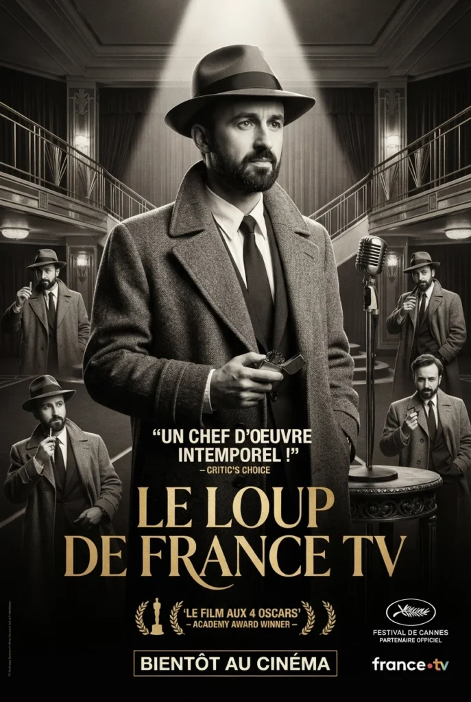 Affiche de film d'époque personnalisée créée par le photobooth IA
