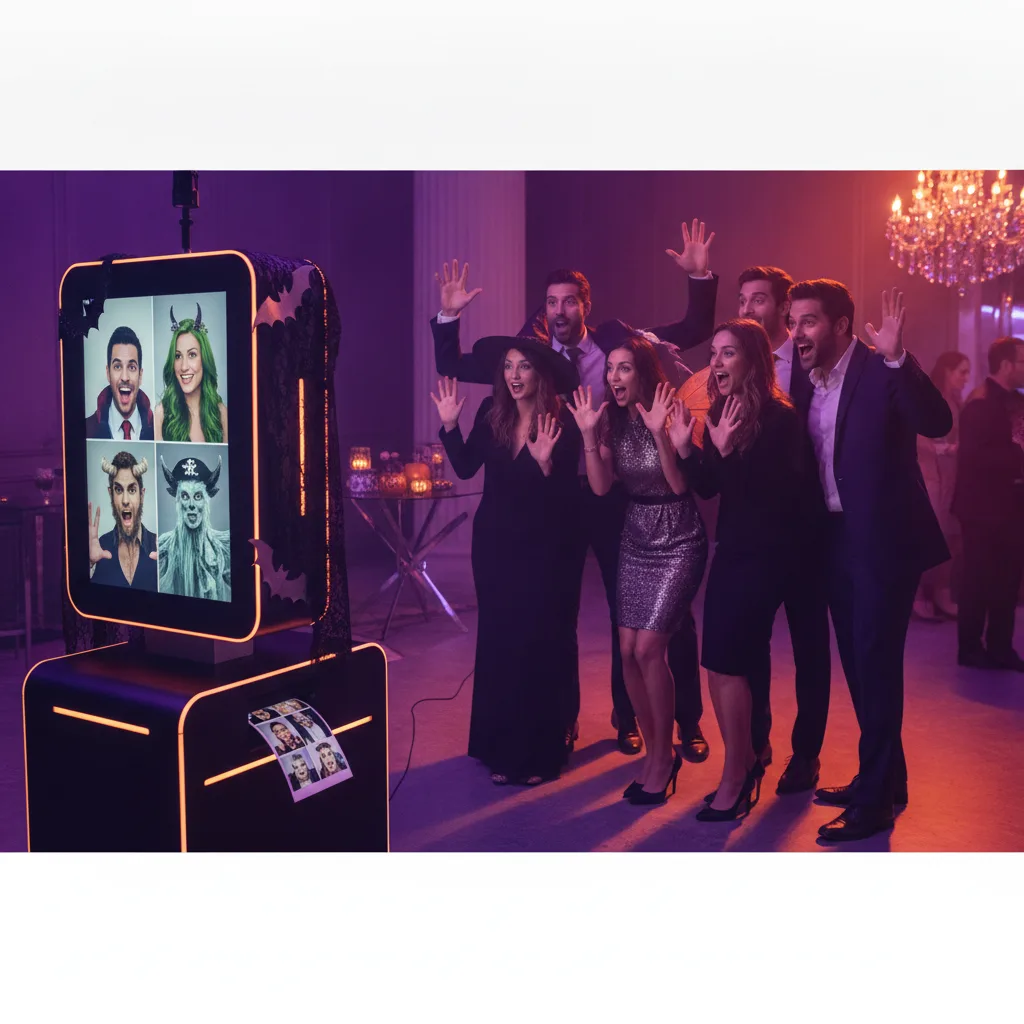 Photobooth avec IA installé lors d'une soirée Halloween en entreprise